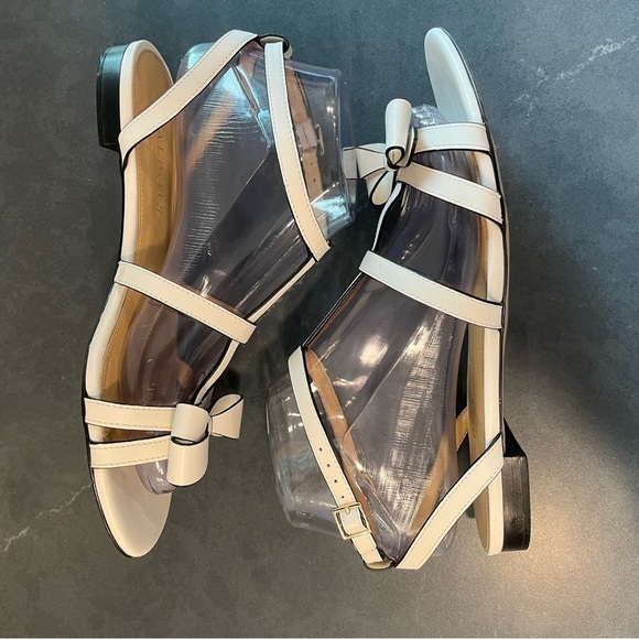 Talbots sz 7 Keri bow white vachetta leather strappy bow sandals - Picture 7 of 15